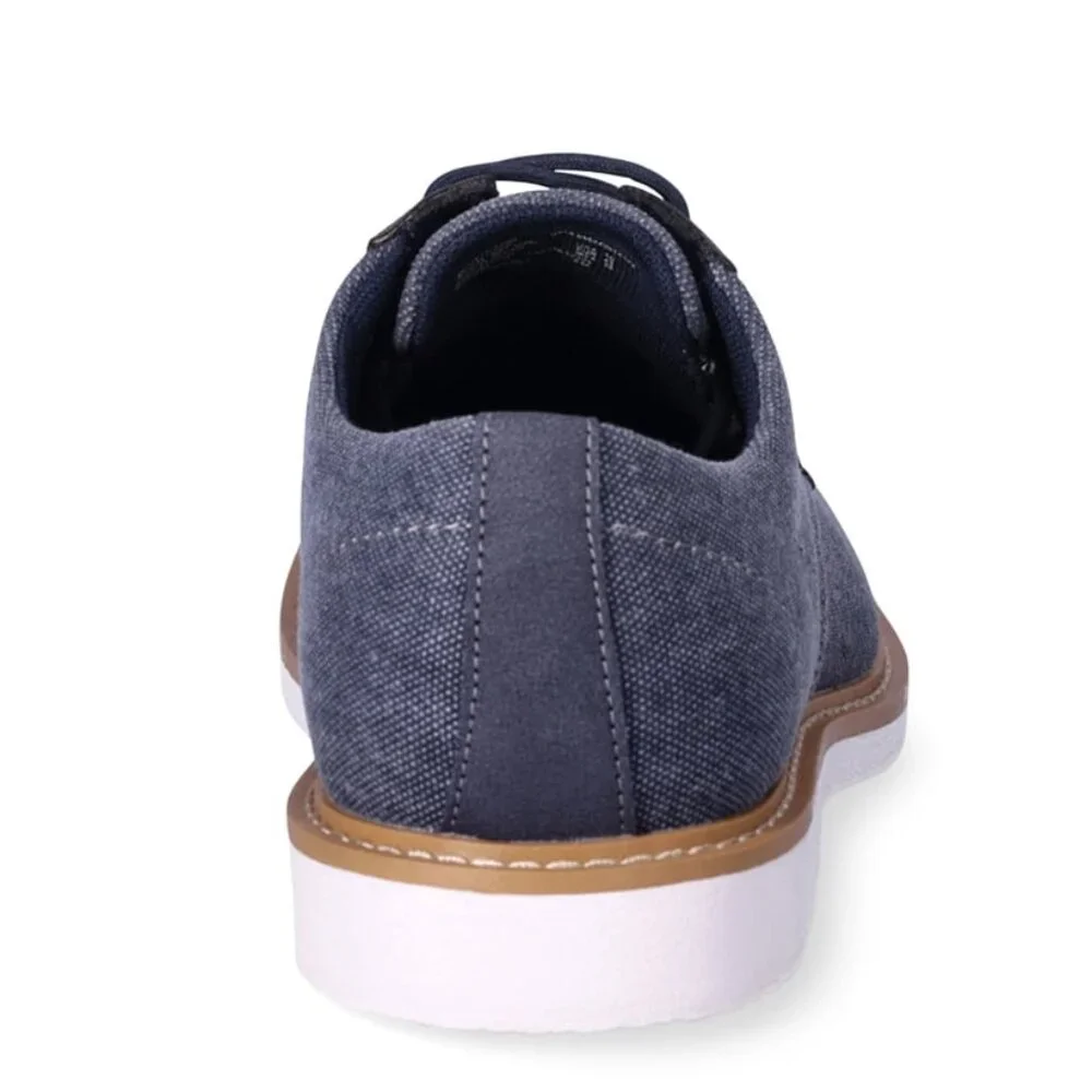 Men's Canvas Oxford Navy Lace Up Memory Foam Dress Shoes SIZE 8.5 NEW